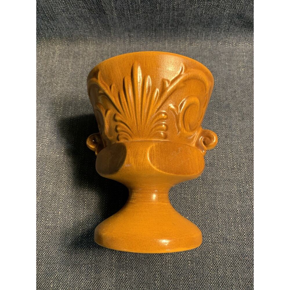 Vintage Haeger Pottery Pedestal Planter in Golden Brown USA Art Deco MCM 6.5”